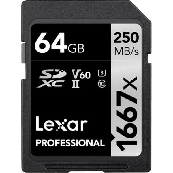 Lexar 64GB Professional 1667x SDXC UHS-II Memory Card - 1