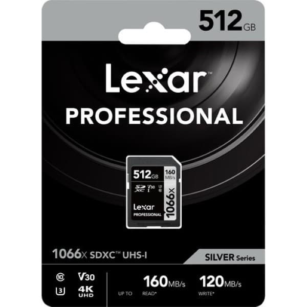 Lexar 512GB Professional 1066x SDXC UHS-I Memory Card (SILVER Series) - 2