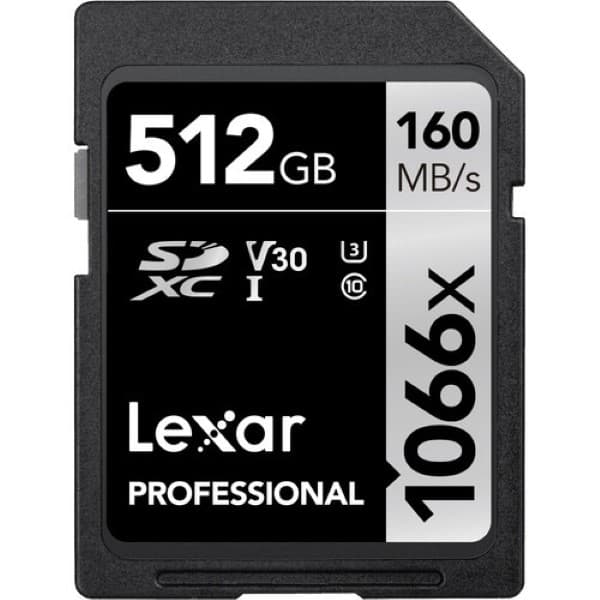 Lexar 512GB Professional 1066x SDXC UHS-I Memory Card (SILVER Series) - 1