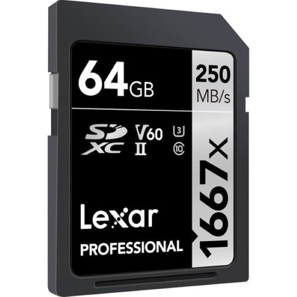 Lexar 64GB Professional 1667x SDXC UHS-II Memory Card - 3