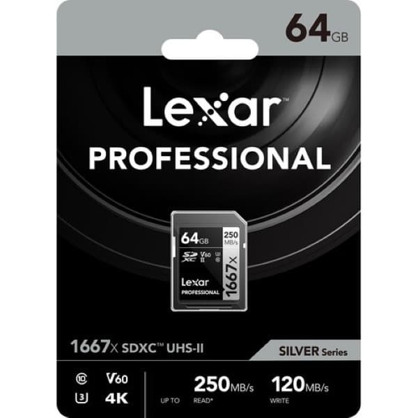 Lexar 64GB Professional 1667x SDXC UHS-II Memory Card - 2