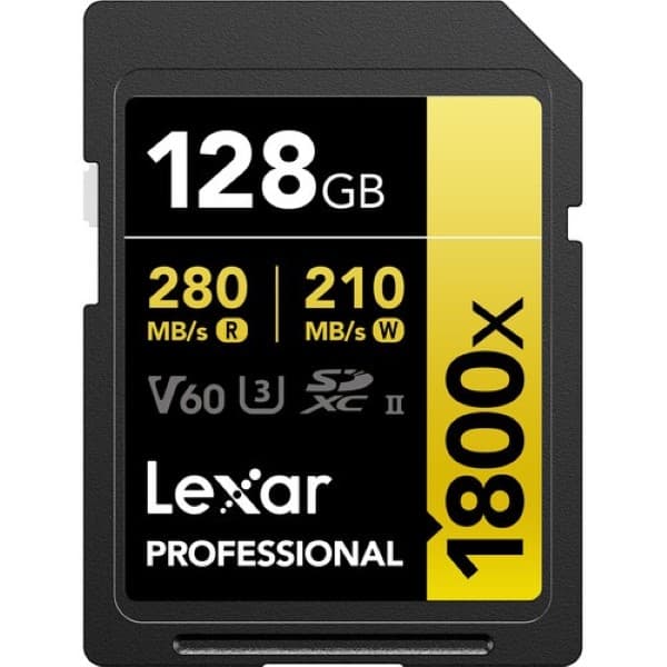 Lexar 128GB Professional 1800x SDXC UHS-II Memory Card (GOLD Series) - 1