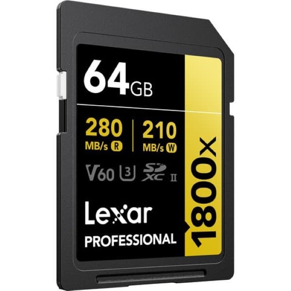 Lexar 64GB Professional 1800x SDXC UHS-II Memory Card (GOLD Series) - 6