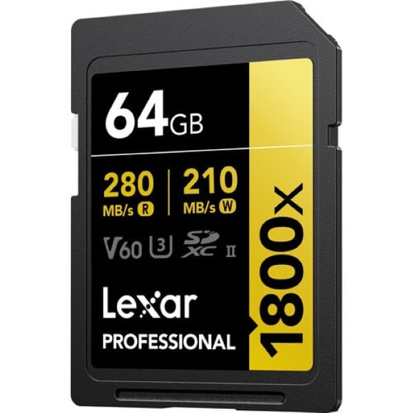 Lexar 64GB Professional 1800x SDXC UHS-II Memory Card (GOLD Series) - 5