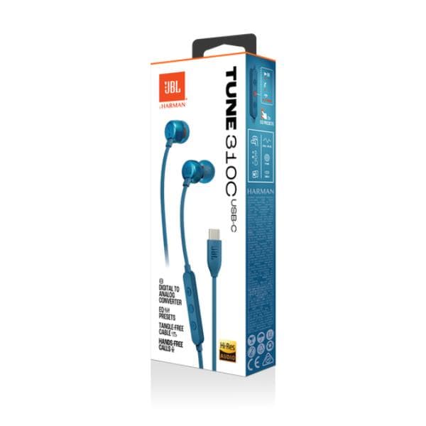 JBL Tune 310C USB Type C Earphones - Blue - 2