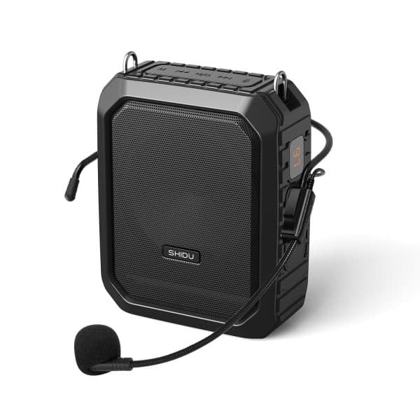 SHIDU M800-BK Bluetooth Voice Amplifier, Personal Voice Amplifier 18W with Wired Microphone Headset Portable Waterproof Bluetooth Speaker,Teachers,Shower,Beach (M800-BK) - 1
