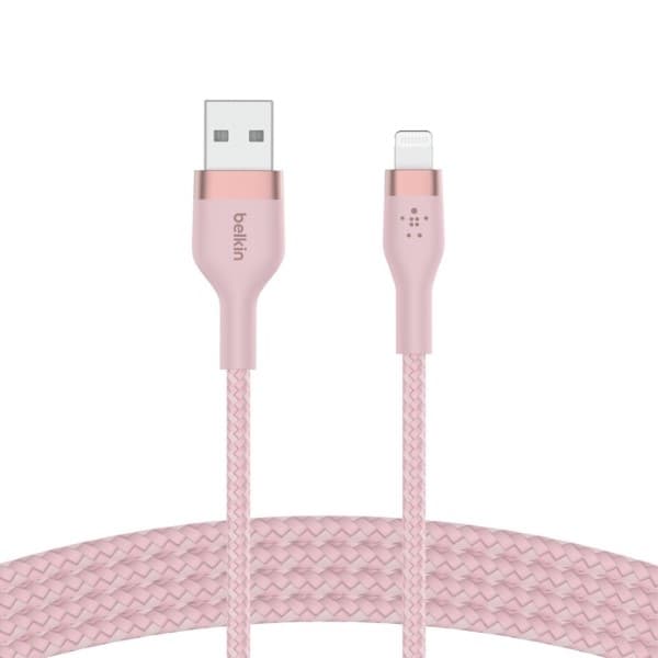 Belkin BoostCharge Pro Flex 1m USB-A Cable with Lightning Connector Pink - 1