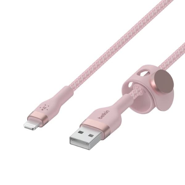 Belkin BoostCharge Pro Flex 1m USB-A Cable with Lightning Connector Pink - 2