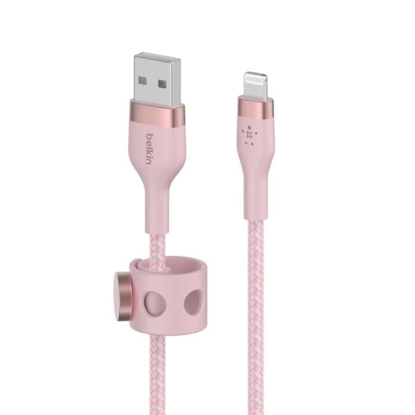 Belkin BoostCharge Pro Flex 1m USB-A Cable with Lightning Connector Pink - 5