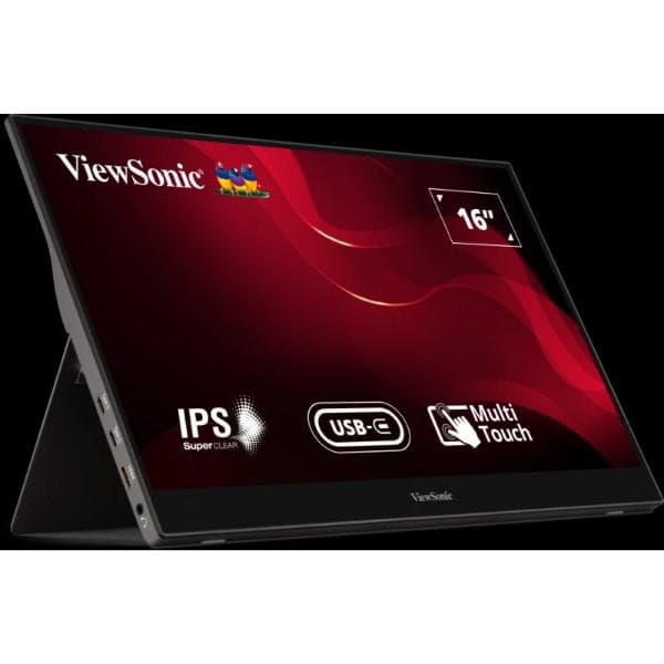 ViewSonic TD1655 16" FHD IPS Portable Touch Monitor Metallic Silver - 9