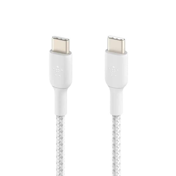Belkin BoostCharge Android Certified Braided 100W USB-C to USB-C Cable 3 Meter Fast Charging, Tough and Durable, White - 2