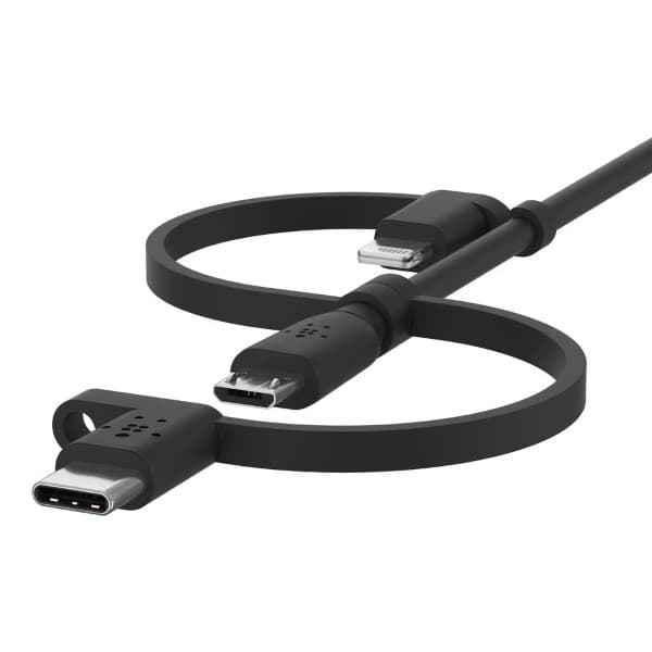 Belkin Universal Cable (3-in-1 USB-C, Lightning, Micro-USB Charging Cable) Charge Smartphones, Tablets, Power Banks and More 3.3ft/1m, Black - 2