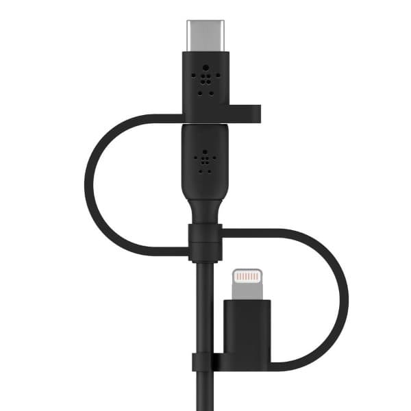 Belkin Universal Cable (3-in-1 USB-C, Lightning, Micro-USB Charging Cable) Charge Smartphones, Tablets, Power Banks and More 3.3ft/1m, Black - 3
