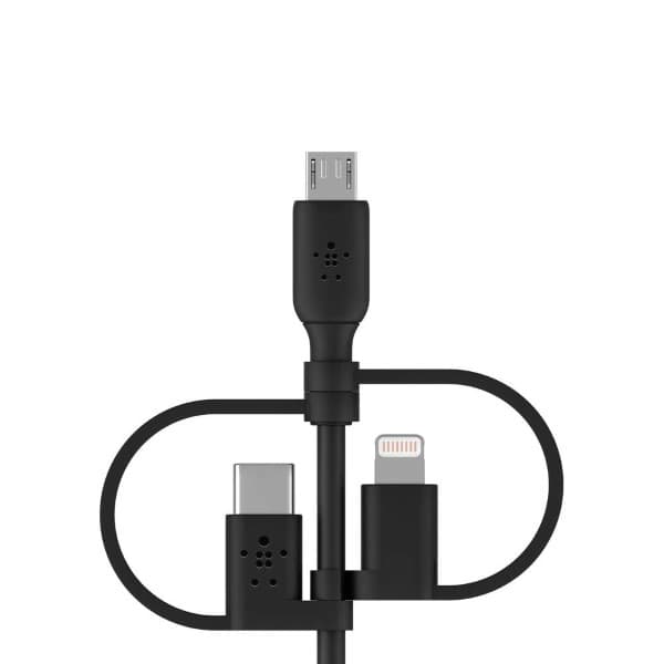 Belkin Universal Cable (3-in-1 USB-C, Lightning, Micro-USB Charging Cable) Charge Smartphones, Tablets, Power Banks and More 3.3ft/1m, Black - 5