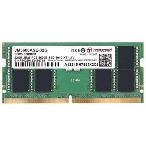 Transcend 32GB (1 X 32GB) JetRam DDR5 5600MHz CL46 SO-DIMM Laptop RAM - 1