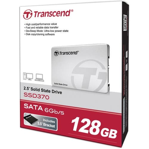 Transcend 128GB SSD370S SATA III 2.5" Internal SSD (TS64GSSD370S) - 3