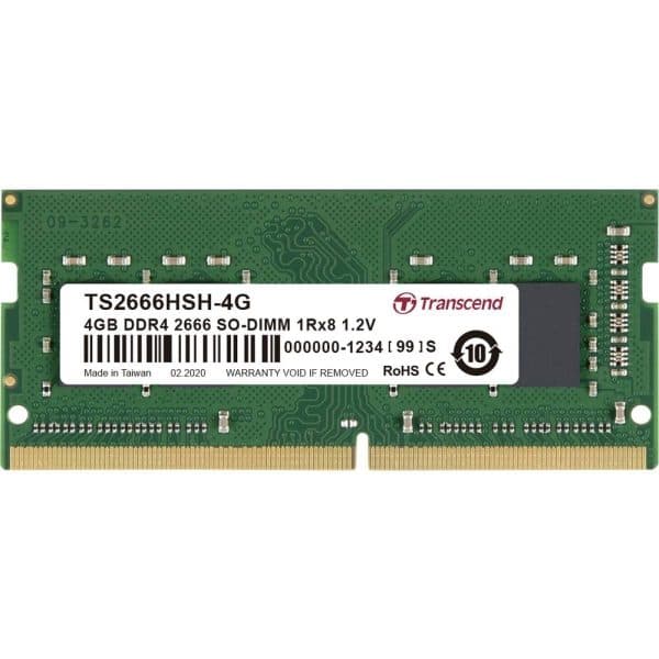 Transcend 4GB (1 X 4GB) DDR4 2666MHz SO-DIMM 1Rx8 512Mx8 CL19 1.2V Laptop RAM - 1