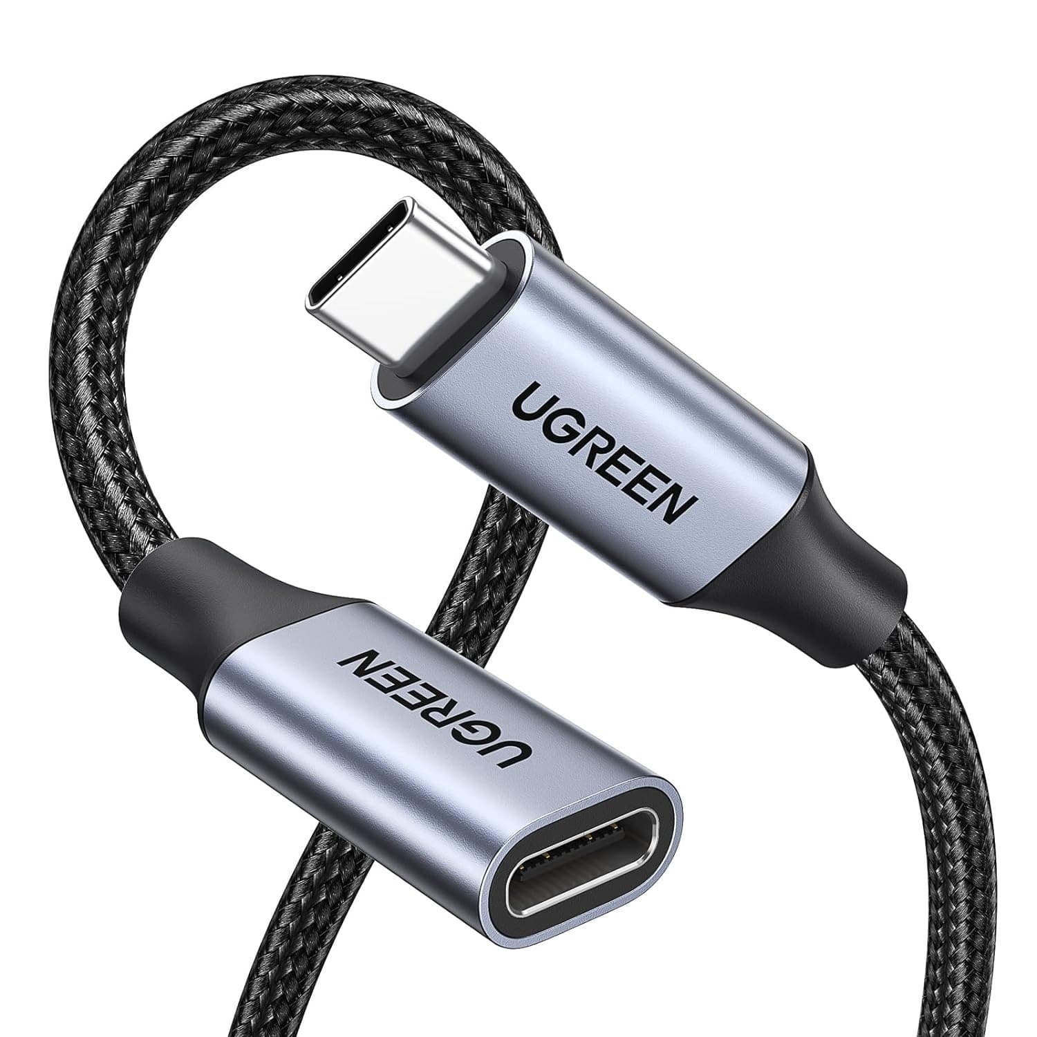 UGREEN USB C Extension Cable 3.3FT, USB C 3.2 Extender Nylon Braided Type C Male to Female Cord 100W Charging 10Gbps Transfer Compatible with Steam Deck, Hubs, MacBook Mini 2023/Pro, iPad, etc - 1