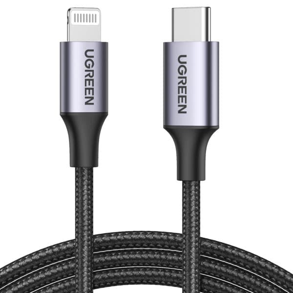 Ugreen USB C to Lightning Cable - MFi Nylon Braided Fast Charging Cable With Power Delivery For Tablet, Personal Computer, Laptop, Smartphone - (Space Gray, 3.3 Feet, 1 Metres) - 1
