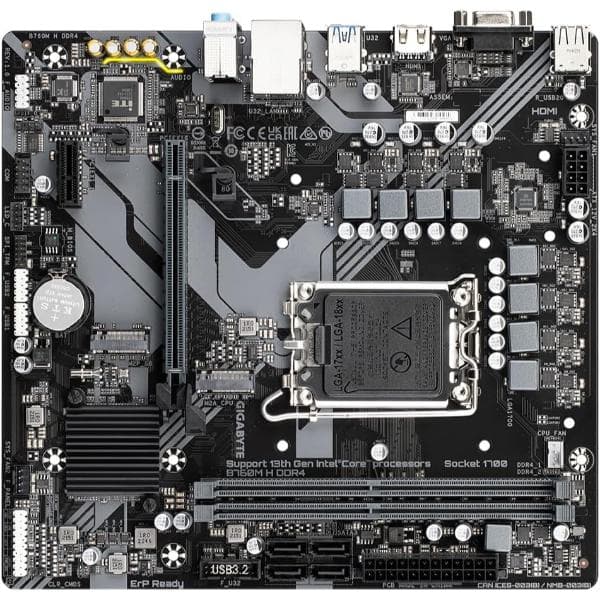 Gigabyte B760M H DDR4 mATX LGA 1700 Intel Motherboard Supports Intel 12th, 13th & 14th Gen Processors - 4