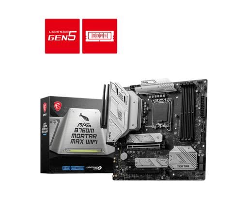 MSI MAG B760M Mortar Max Wifi LGA 1700 Intel Motherboard Supports Intel 12th , 13th & 14th Gen Processors - 1