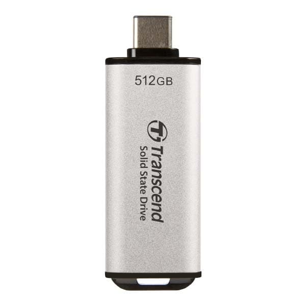 Transcend 300C 512GB USB C Portable External SSD (Silver) - 2