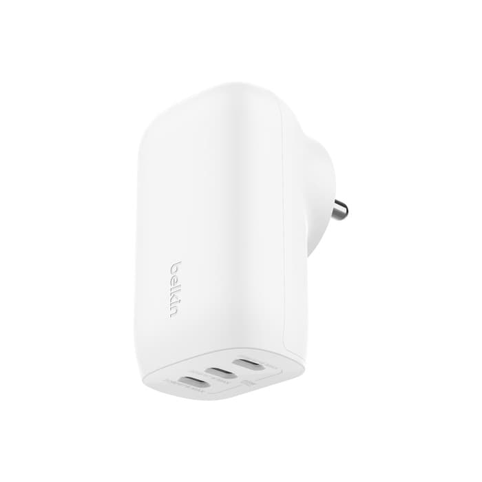 Belkin 67W (25W + 20W + 20W) 3-Port USB-C (Type C) Wall Charger/Adapter, Fast Charging for iPhone 15, 14, 13, 12, iPad & Other USB-C suported Devices - White
