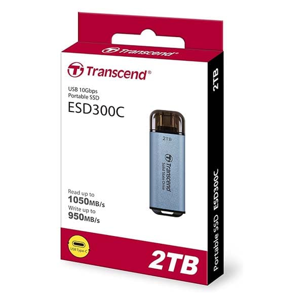 Transcend 300C 2TB USB C Portable External SSD (Blue) - 3