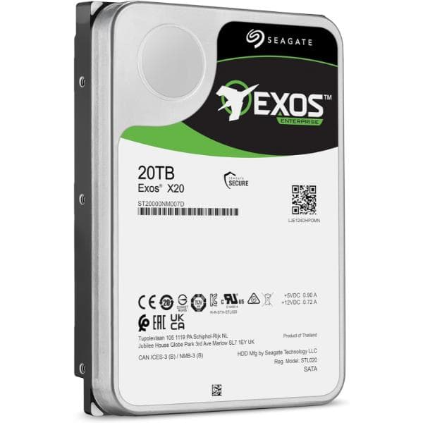 Seagate Exos X20 20TB 3.5 inch SATA Enterprise Hard Drive - 3