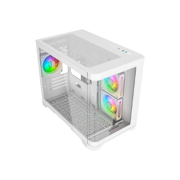 Metta Monk Seafrost Curved Glass Gaming Cabinet - White - 5