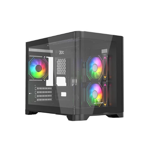 Metta Monk Seafrost Curved Glass Gaming Cabinet - Black - 1