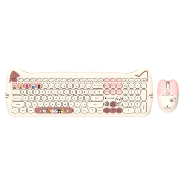COCONUT Poppy Retro Wireless Combo, Milk Tea - 1