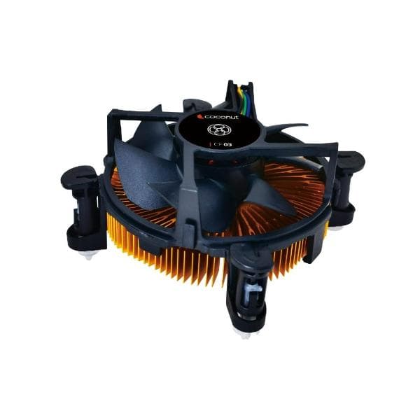 Coconut CF03 Cooler Fan, Clip Type, 170gms Copper Coated Base|Supports 775/115x/1200 - 1