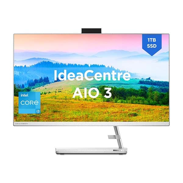 Lenovo IdeaCentre AIO 3 12th Gen Intel i3 27" FHD IPS 3-Side Edgeless All-in-One Desktop with Alexa Built-in (8GB/1TB SSD/Win11/MS Office 2021/5.0 Camera/Wireless Keyboard & Mouse), F0GJ00QSIN - 1