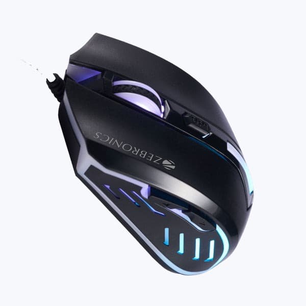 ZEBRONICS Sniper High Precision Wired Gaming Mouse with 6 Buttons, Multicolor LED Lights, DPI Switch with 800/1200/1600/2400 DPI’s, Plug & Play, 1 Million Clicks, 87 Grams Light Mouse - 1