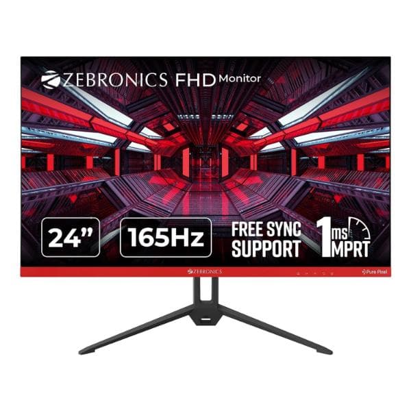 ZEBRONICS ZEB S 24A 24 Inch 165Hz Gaming Monitor with Fhd 1080P,IPS Panel,1Ms Mprt,Hdr10,Free Sync Support,Hdmi,Dp,250 Nits Max,16.7M Colors,Built-in Speakers&Ultra Slim Bezel Less Design - 1