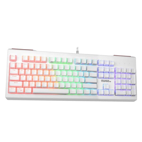 Coconut Storm Mechanical 104 Keys Wired Gaming Keyboard, Rainbow Backlighting, All Anti-Ghosting Keys (White) - 1