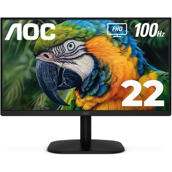AOC 22B2HM2 22" Full HD (1920 x 1080) 100Hz LED Monitor, Adaptive Sync, VGA x1, HDMI x1, Flicker-Free, Low Blue Light, HDR Ready, VESA, Tilt Adjust, Earphone Out, Eco-Friendly