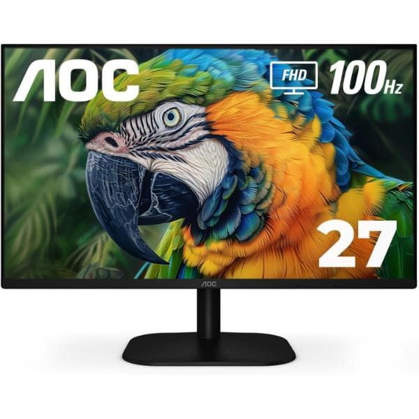 AOC 27B2H2 27” Frameless IPS Monitor, FHD 1920x1080, 100Hz, 101% sRGB, for Home and Office, HDMI x2, Low Blue Mode, VESA Compatible, Black - 1