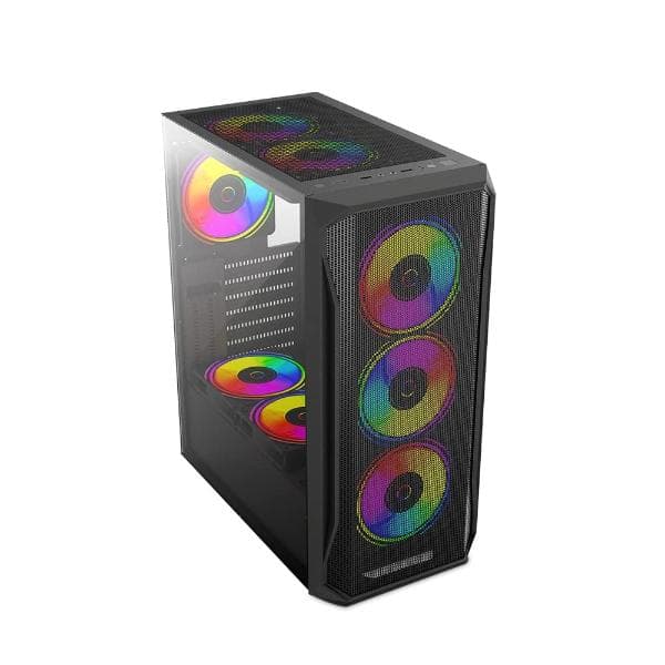 Circle Elegantor X1 RGB with 120 mm 4 RGB Fans, Front Mesh Panel, Side is Tempered Glass, Water Cooling Support 120/240/360 mm, 325 mm Graphics Card, 160 mm CPU Cooler Height, 2 HDD/SSD Slot - 2