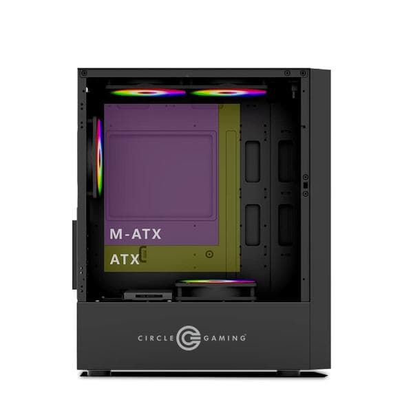 Circle Elegantor X1 RGB with 120 mm 4 RGB Fans, Front Mesh Panel, Side is Tempered Glass, Water Cooling Support 120/240/360 mm, 325 mm Graphics Card, 160 mm CPU Cooler Height, 2 HDD/SSD Slot - 3