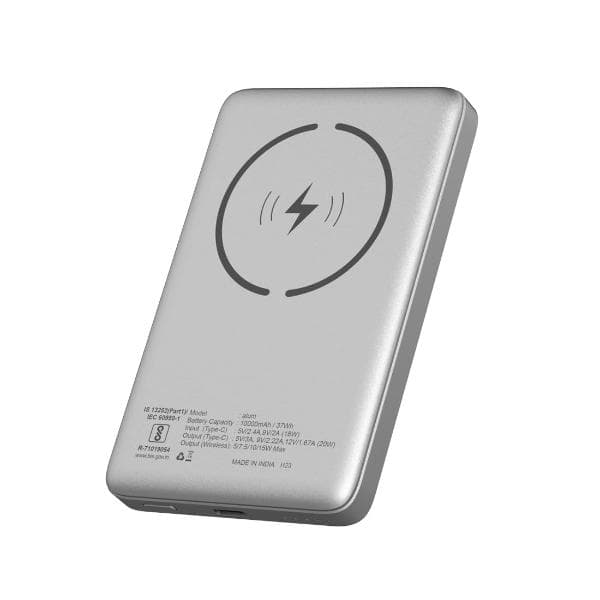Stuffcool Alum 10000mAh Made in India Aluminium Metallic Magnetic Wireless Powerbank for iPhone 12/13/14/15 Series (Black) - 2