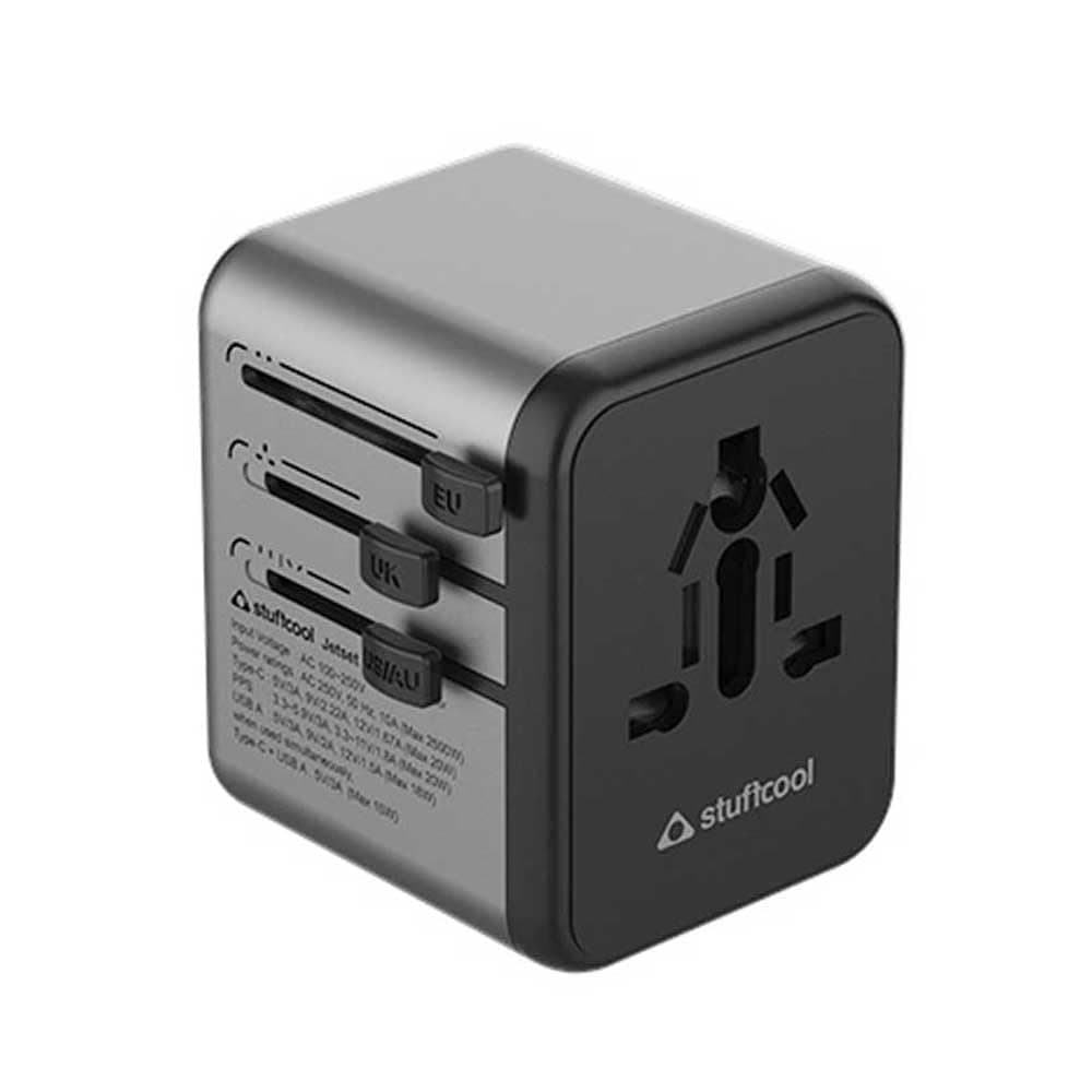 Stuffcool Jetset Made in India Universal Travel Adapter with US, UK, EU, AUS pins, Works in 150+ Countries, with PD20W Type C Port and 18W Type A Port Built in, Charges iPhones 50% in 30 mins - 1