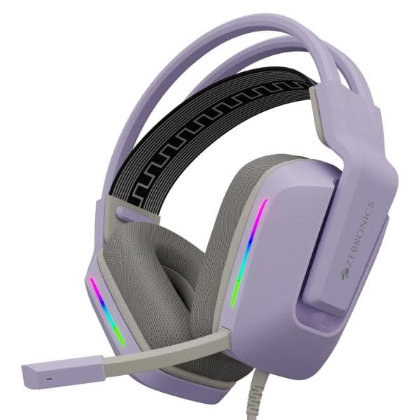 ZEBRONICS Havoc Premium Gaming Over Ear Headphone with Dolby Atmos Subscription, 50mm Neodymium Drivers, Extra Soft Ear Cushion, Suspension Headband,Braided Cable (Purple) - 1