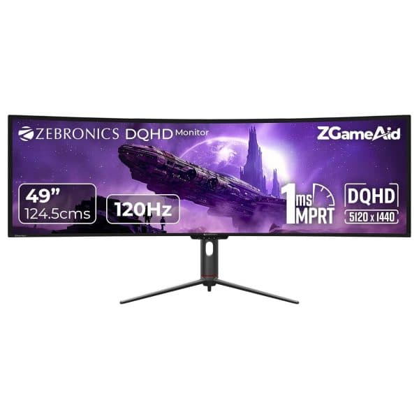ZEBRONICS N49A 49"(124.5 cm) 1800R Curved Ultrawide Gaming Monitor - 1