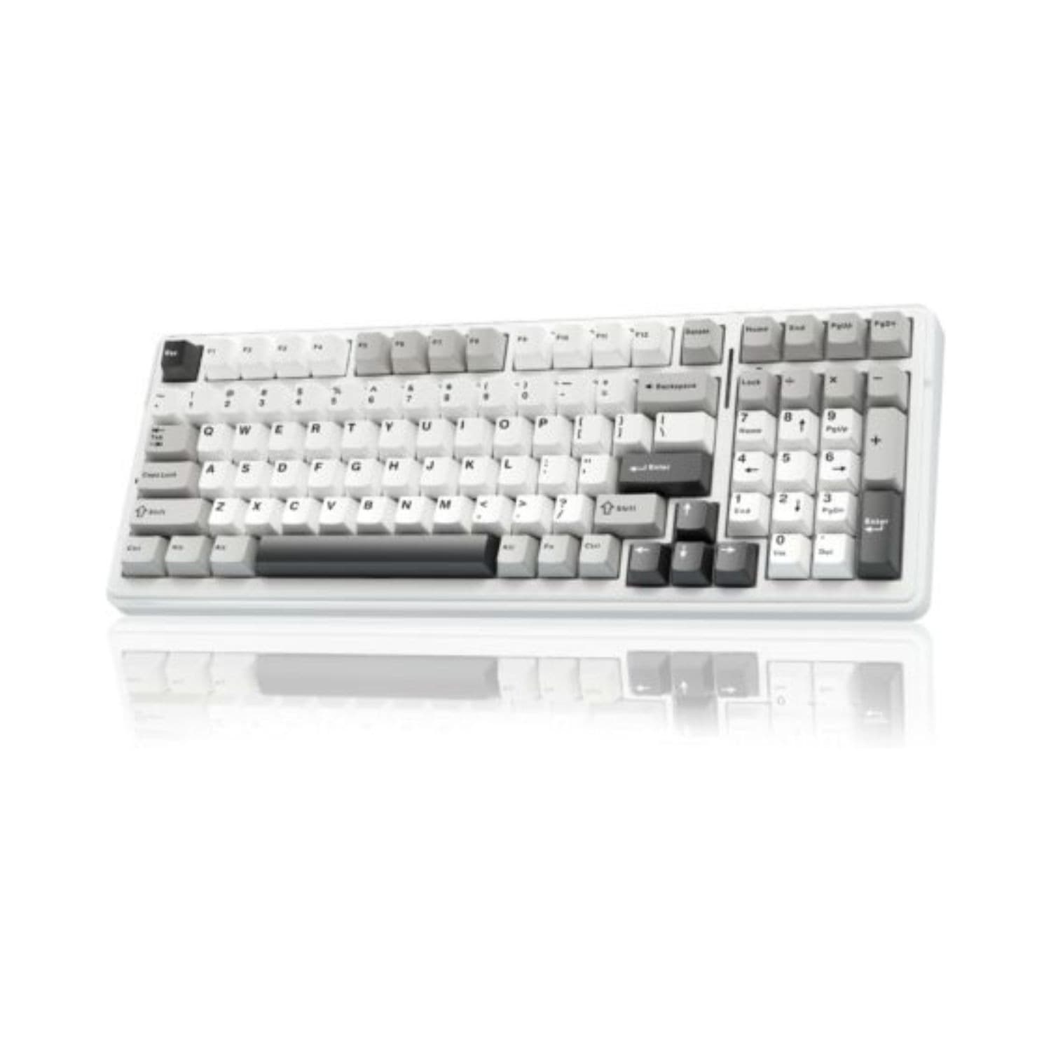 AULA F99 3 in 1 Hot Swappable RGB Gasket Wireless Mechanical Keyboard (Gray+White, Gray wood Switch) - 1
