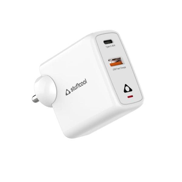 Stuffcool Neo 45 Pro Dual Port 45W PD PPS Type C Port with Super Fast Charging 2.0 for samsungs, Charges iPhones Pixels 50% in 30 mins, Charges Nothing Phones, MacBook Air with Type A 18W QC3 Output