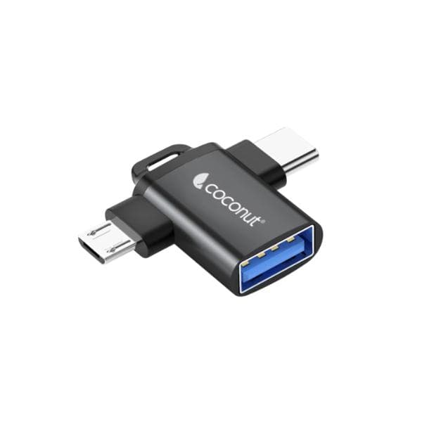 coconut OT03 USB 3.0 to Micro USB + Type C, OTG Adapter, Aluminium Body 2 in 1 Type C Converter, High Speed Data Transfers upto 5gbps