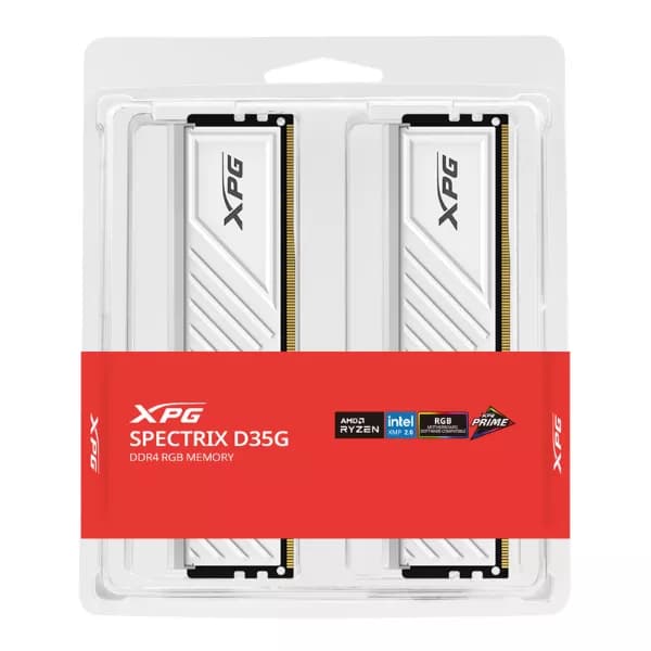 Adata XPG Spectrix D35G RGB 64GB (32GBx2) DDR4 3600MHz CL18 Desktop Ram (White) - 3