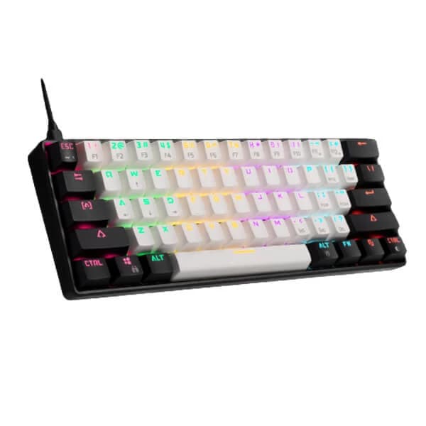 Gamdias Aura GK2 60% Tactile Red Switches Mechanical Gaming Keyboard (White- Black) - 2